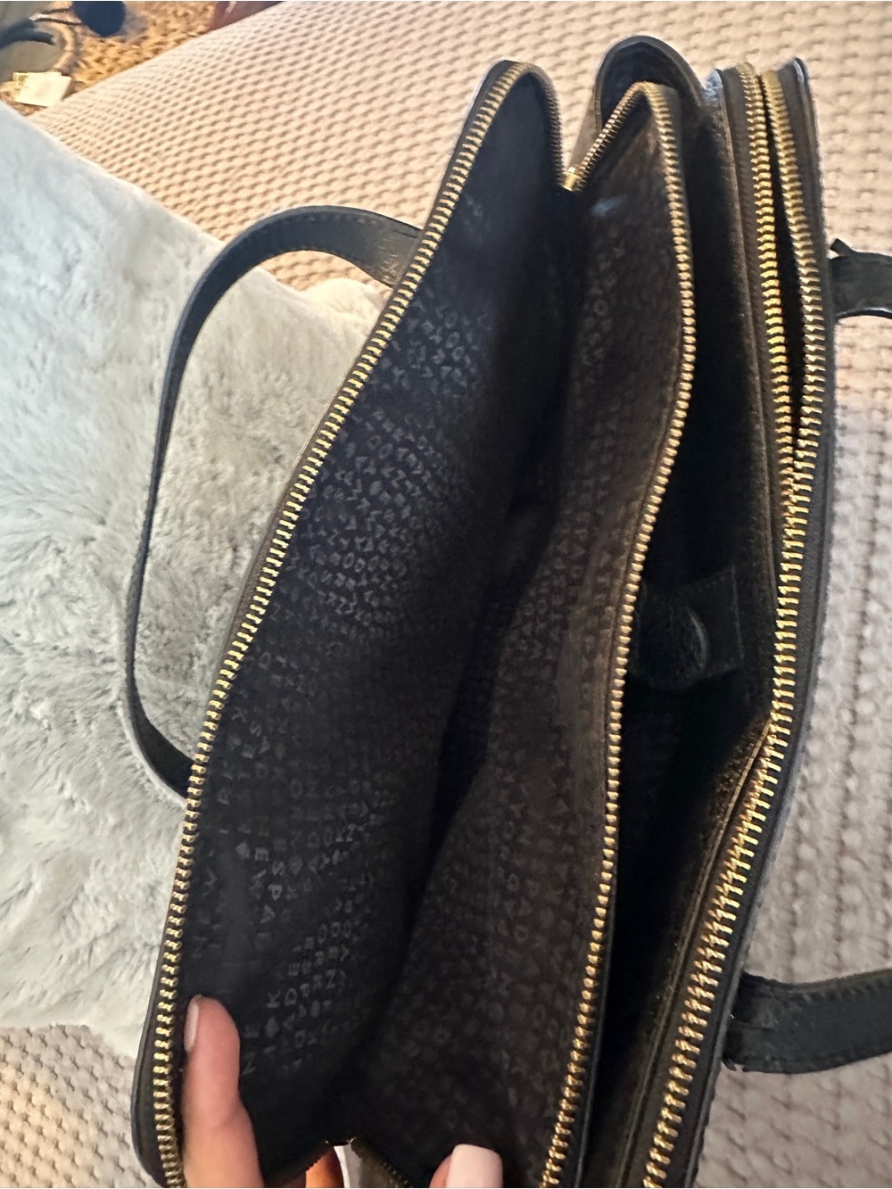 kate spade large Black Pebbled Leather Top-Handle Satchel - Picture 11 of 15